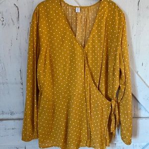 Old Navy XXL “Tall” Wrap Around Rich Yellow Blouse
